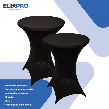 ElixPro - Premium statafelrok zwart 2x - ∅80 x 110 cm - Tafelrok- Statafelhoes - Staantafelhoes - Extra dik voor een Premium uitstraling