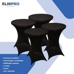 ElixPro - Premium statafelrok zwart 4x - ∅80 x 110 cm - Tafelrok- Statafelhoes - Staantafelhoes - Extra dik voor een Premium uitstraling