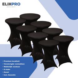 ElixPro - Premium statafelrok zwart 8x - ∅80 x 110 cm - Tafelrok- Statafelhoes - Staantafelhoes - Extra dik voor een Premium uitstraling