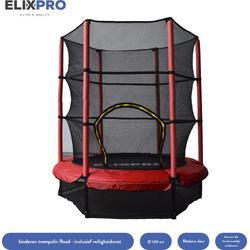 ElixPro Kinder Trampoline - Met veiligheidsnet - 50KG Draagvermogen - Trampoline 140cm - Rood