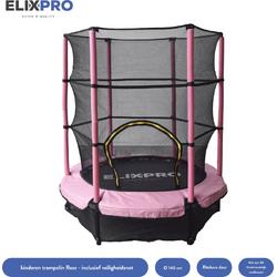 ElixPro Kinder Trampoline - Met veiligheidsnet - 50KG Draagvermogen - Trampoline 140cm - Roze