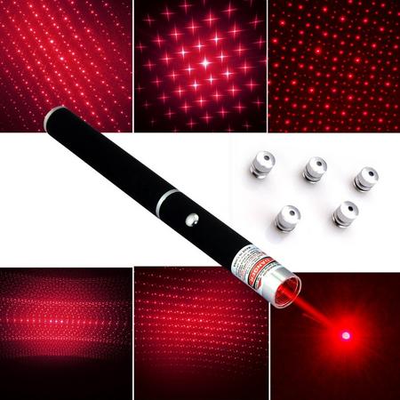 Luxe rode laserpen met vijf opzetstukjes