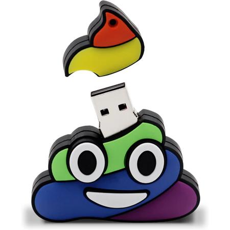 Drol USB-Stick 16GB - Regenboog Drol Emoji design