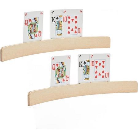 4x stuks Speelkaarthouders - hout - 34,4 x 5,2 x 3,7 cm - kaarthouders