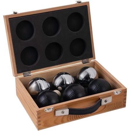 Jeu De Boule Set - 6 Ballen Zwart en Zilver - in Koffer