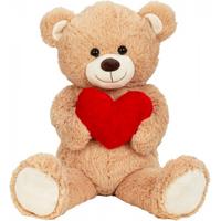 Pluche XL Teddybeer Met Hartje - Zittend - 100CM - Bruin - Valentijn
