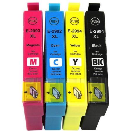 Huismerk Cartridges voor Epson 29 , Epson 29XL multipack van 4 stuks (1*BK, 1*C,M,Y) geschikt voor printers Epson Expression Home XP-245 , XP-247 , XP-255 , XP-257, XP-332, XP-335, XP-342, XP-345, XP-352, XP-355