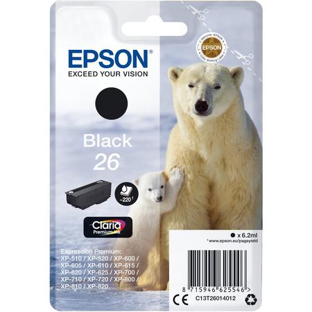 Epson C13T26014022 6.2ml Zwart 220paginas inktcartridge