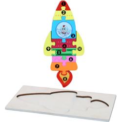 Eramic - Houten Puzzel Raket - Gratis Verzending - 3D Puzzels - Kinderen 2, 3, 4 & 5 Jaar - Educatief Speelgoed Voor Motoriek & Ruimtelijk Inzicht - Baby Cadeau - Kindercadeau - Kind Cadeau - Babycadeau