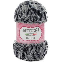 Etrofil Rabbit Bontgaren - Donkerblauw/Wit - 100% Polyester - 100gr - 65mt - 70548 -gehaakte knuffeldieren - Polyester bontgaren