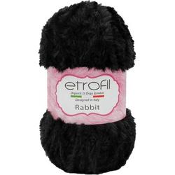 Etrofil Rabbit Bontgaren - Zwart - 100% Polyester - 100gr - 65mt - 70906 - gehaakte knuffeldieren - Polyester bontgaren