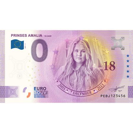 0 Euro biljet 2021 - Prinses Amalia 18 jaar