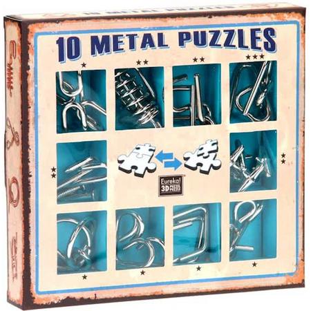 10 Metal Puzzles Set Blue