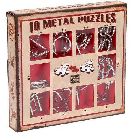 10 Metal Puzzles Set Red