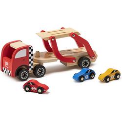 Eurekakids Houten Speelgoedtruck - Auto Vrachtwagen Speelgoed - Inclusief 3 Autos van Hout