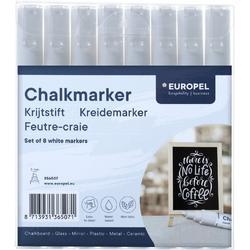 Europel - 3mm - wit - krijtstiften voor krijtbord - raamstiften - omkeerbare punten - waterbasis - 8 stuks