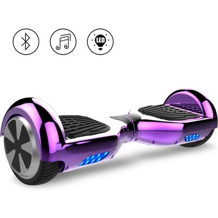 Evercross Self Balancing Smart Hoverboard Balance Scooter 6.5 inch/ V.5 Bluetooth speakers/ LED Verlichting /speciaal ontwerp - Paars Chroom