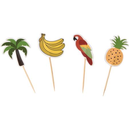 20x Tropisch/Hawaii/Zomers thema cocktailprikkers 10 cm - Feestartikelen/versieringen