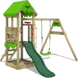 FATMOOSE Speeltoren FriendlyFrenzy - Speeltoestel met klimwand en groene glijbaan