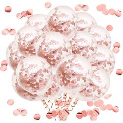 100 Rose Gold Confetti Latex Ballonnen 12 Inches, Papier Confetti Ballon, Transparent Balloons for Party Decoration, Birthday, Christmas, New Year or Arch Garland Decoration