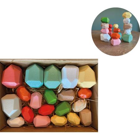 Femur - Houten Stapelstenen - Stapelblokken - Balancerende Stenen - Speelblokken - Sinterklaas - Montessori Speelgoed - Kinder Speelgoed - Educatieve Puzzel - Stapeltoren - Handgemaakt Speelgoed - 20 STUKS