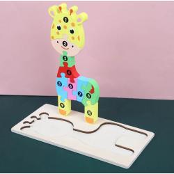 Femur Houten Kinderpuzzel – Giraffe - Dieren Puzzel – 3D Puzzel – Goed voor de Ontwikkeling – Montessori Speelgoed – Kinderspeelgoed