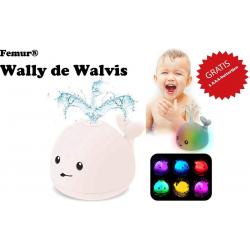 Wally de Walvis-WIT-Femur®-Badspeelgoed-Badspeeltje-Fontein-LED-GRATIS Batterijen