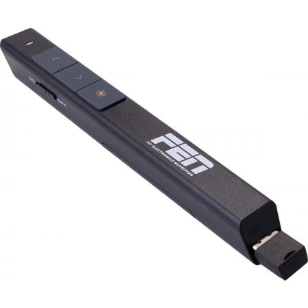 Fen - Zakformaat draadloze USB presenter - Met laseraanwijzer - 100 meter range -  Incl. handige opberg pouche - Zwart – Basic