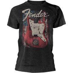 Fender Heren Tshirt -L- Distressed Guitar Jazzmaster Grijs