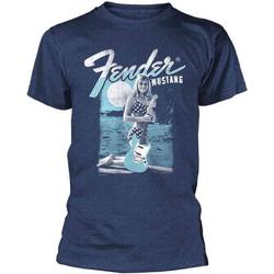Fender Heren Tshirt -S- Mustang Girl Blauw