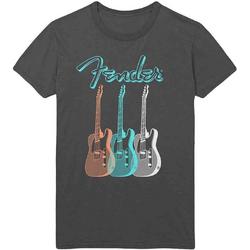 Fender Heren Tshirt -S- Triple Guitar Grijs