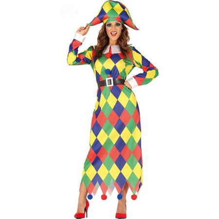 FIESTAS GUIRCA, S.L. - Veelkleurige geruite harlekijn outfit voor dames - M (38) - Volwassenen kostuums