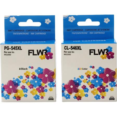 FLWR - Inktcartridge / PG-545XL / CL-546XL multipack / Zwart en Kleur - geschikt voor Canon