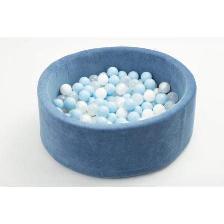 FUJL - Ballenbak - Speelbak - Donker blauw - ⌀ 90 cm - 200 ballen - Kleuren - blauw - Parel  -Wit - Transparant