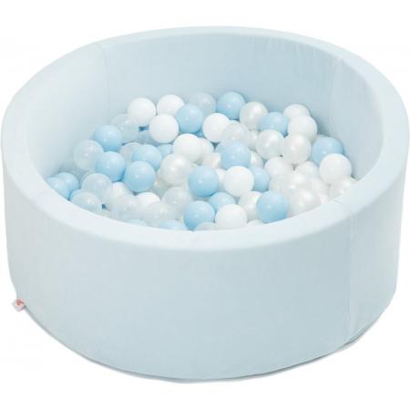 FUJL - Ballenbak - Speelbak - Licht blauw - ⌀ 90 cm - 200 ballen - Kleuren - blauw - Parel  -Wit - Transparant