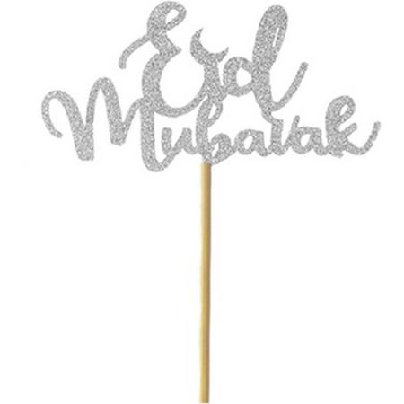 Cupcake Decoratie 10 stuks - Eid Mubarak - Islam Versiering - Cocktail Prikkers - Toppers - Zilver