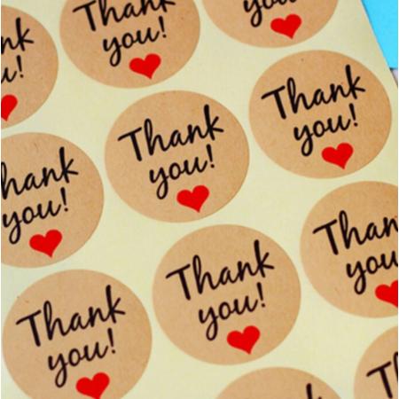 Thank you - Stickers - Leuk voor uitdeelzakjes - Bruiloft - Babyshower - Vrijgezellenfeest - Bedankjes – Kraamvisite - Speciale gelegenheden – 24 Stuks