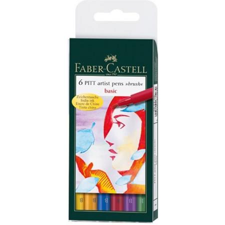 Faber Castell 6 Pitt artist pens brush basic