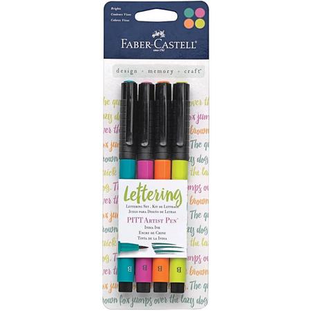Faber Castell PITT Artist pen voor belettering in bright kleuren. Set van 4.