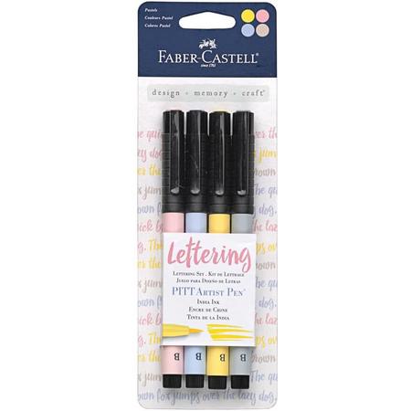 Faber Castell PITT Artist pen voor belettering in pastel kleuren. Set van 4.