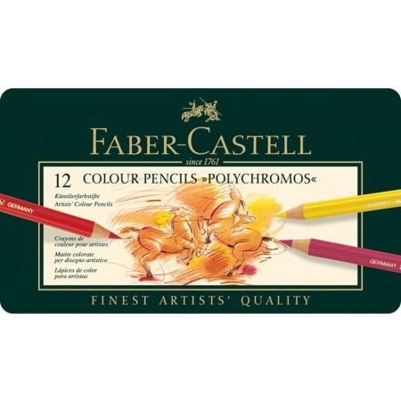 Kleurpotlood Faber Castell Polychromos etui à 12 stuks doos met 3 blikjes a 12 stuks