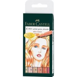 Tekenstift Faber Castell Pitt Artist Pen Brush etui a 6 stuks huidskleur