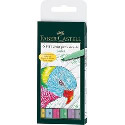 tekenstift Faber Castell Pitt Artist Pen Brush etui a 6 stuks pastel