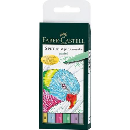 tekenstift Faber Castell Pitt Artist Pen Brush etui a 6 stuks pastel