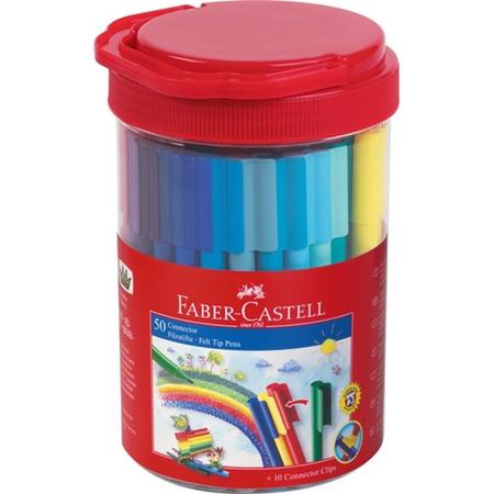 viltstiften Faber Castell Connector emmer met 50 stuks