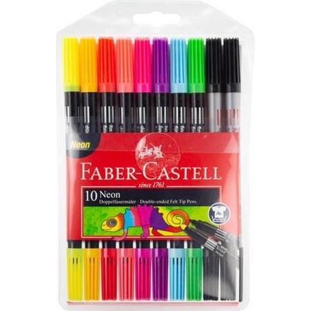 viltstiften Faber-Castell Duo neon kleuren in etui a 10 stuks FC-151109