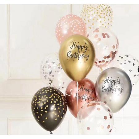 Fabs World ballonnen set Happy birthday metallic