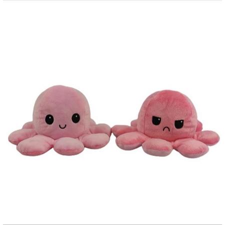 Fabs World knuffel omkeerbaar octopus roze/zalm