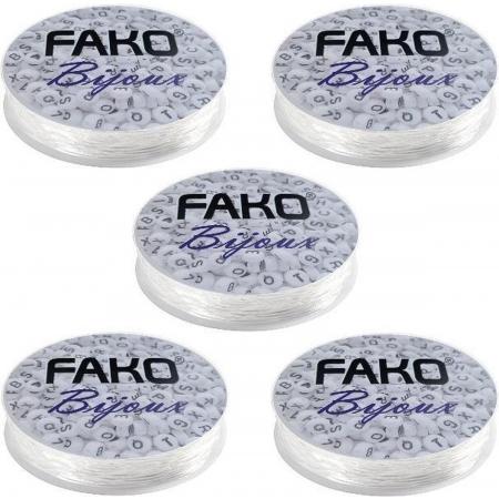 Fako Bijoux® - 5 Rollen Elastisch Nylon Draad - Sieraden Maken - 0.6mm - 5x15 Meter - Transparant - 5 Stuks