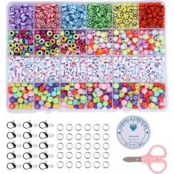 Fako Bijoux® - Letterkralen Set - Letter Beads - Alfabet Kralen - Sieraden Maken - Emoji & Hartjes Mix